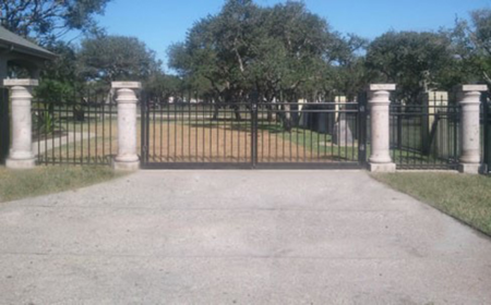 Outdoor ornamental iron fence