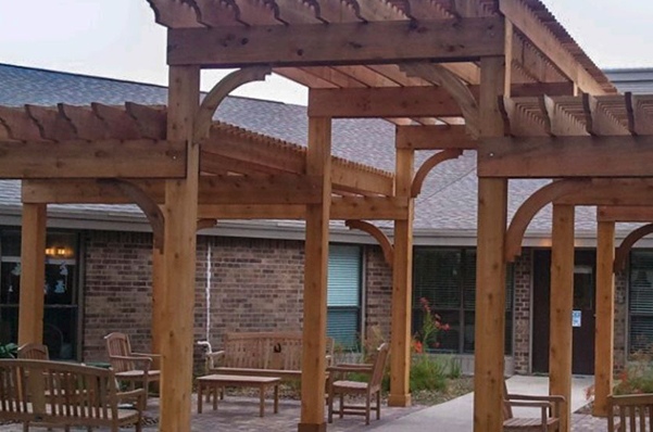 Wooden pergola and patio